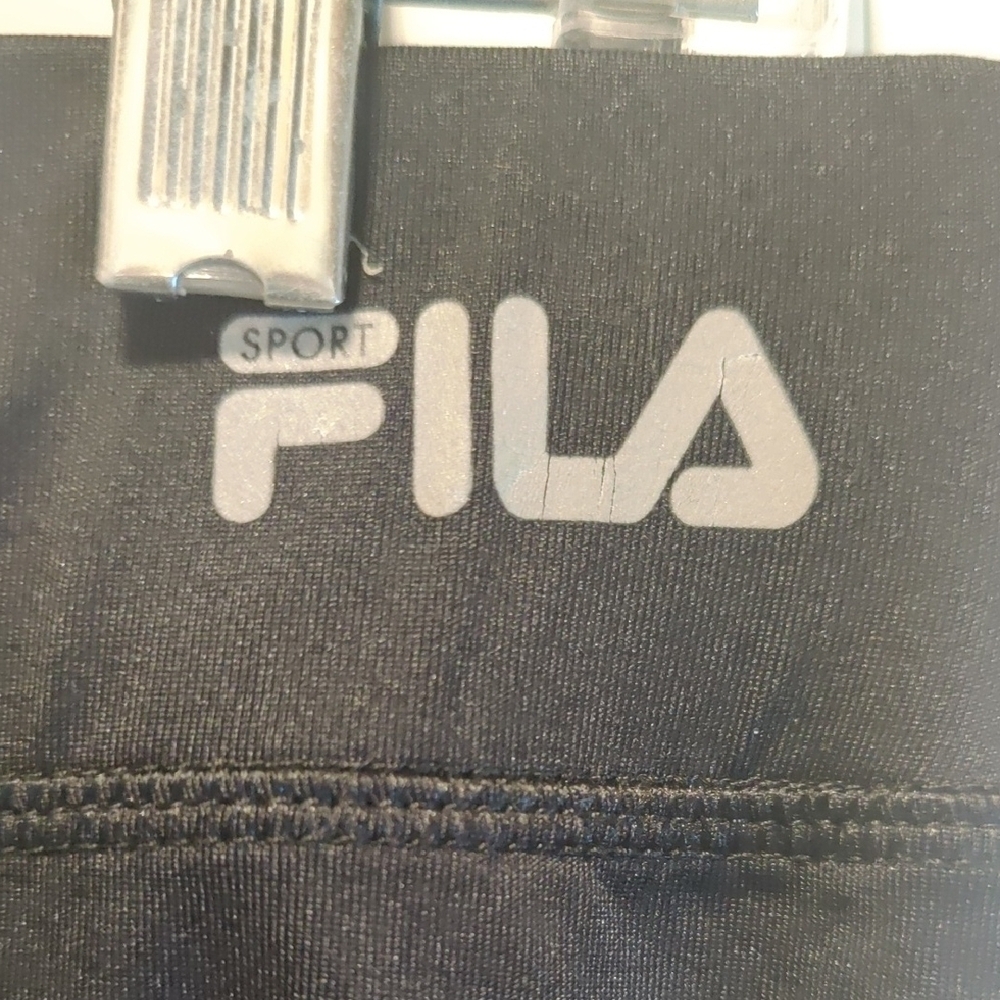 Fila Women's Black Leggings with Neon Green Accents - Picture 4 of 6
